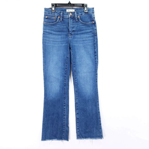 Madewell Jeans Women's 26 Blue Denim Mid-Rise Kick Out Bootcut Leg Zip Fly Retro - Picture 1 of 14